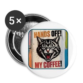 My Coffee – Angry Cat - Buttons large 2.2''/56 mm (5-pack) - white - Front