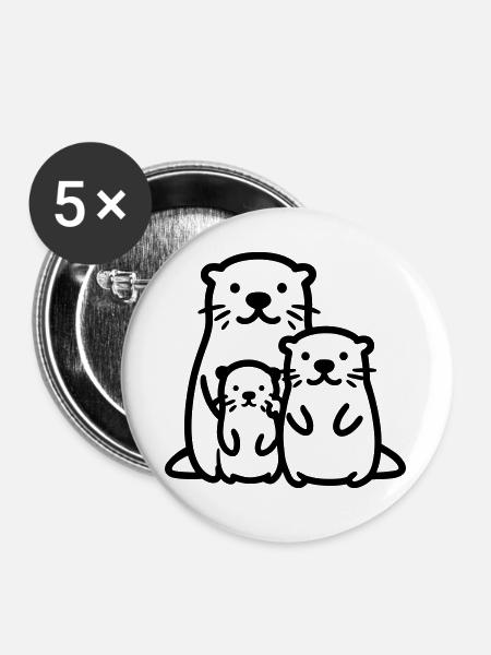 Otter - Buttons groß 56 mm (5er Pack) - Weiß