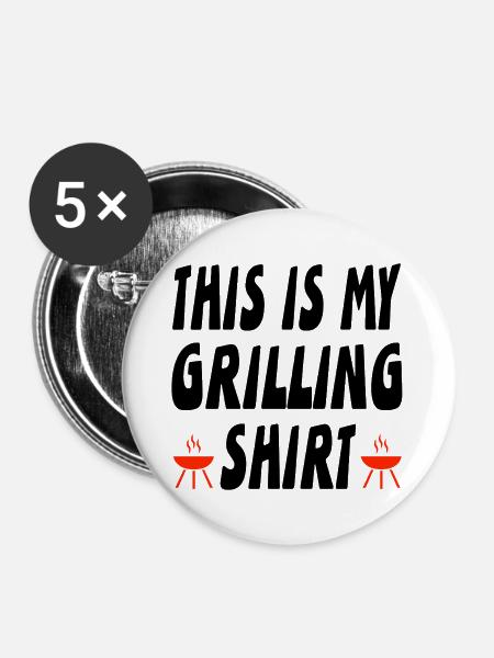 Grillen - Buttons groß 56 mm (5er Pack) - Weiß