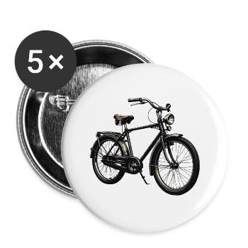 Vintage City Bike Silhouette - Buttons groß 56 mm (5er Pack) - Weiß - Vorne