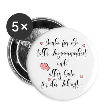Abschied Kollegen - Danke Zusammenarbeit - Buttons groß 56 mm (5er Pack) - Weiß - Vorne