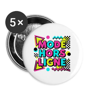 Tshirt. Mode Hors Ligne Introverti Rétro 90s - Lot de 5 grands badges (56 mm) - blanc - Devant