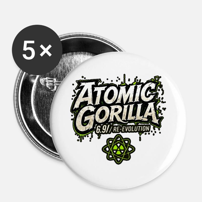 Atomic Gorilla Re-Evolution - Buttons large 2.2''/56 mm (5-pack) - white