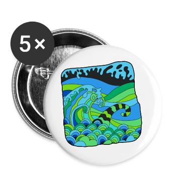 Green Deco Waves - Buttons large 2.2''/56 mm (5-pack) - white - Front