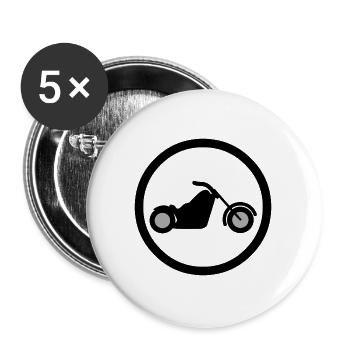 motocyclette - Lot de 5 grands badges (56 mm) - blanc - Devant