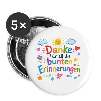Danke für all die bunten Erinnerungen! - Buttons groß 56 mm (5er Pack) - Weiß - Vorne
