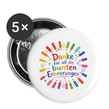 Danke für all die bunten Erinnerungen! - Buttons groß 56 mm (5er Pack) - Weiß - Vorne