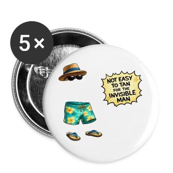 Unsichtbarer Sommerhumor am Strand - Buttons groß 56 mm (5er Pack) - Weiß - Vorne