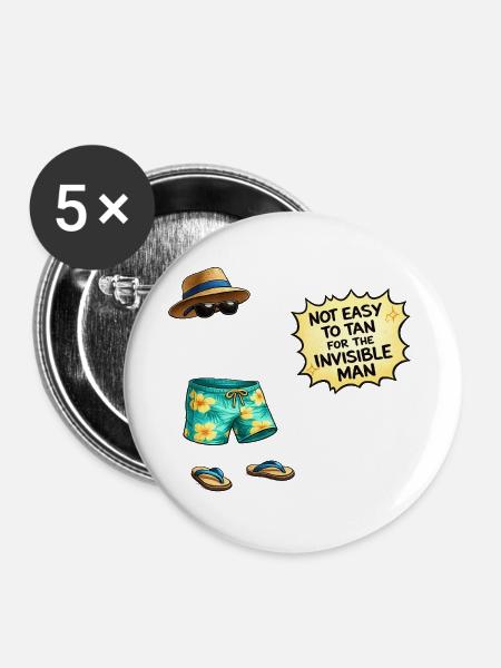Unsichtbarer Sommerhumor am Strand - Buttons groß 56 mm (5er Pack) - Weiß