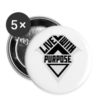 Live With Purpose Motivation Sinn Mindset Spruch - Buttons groß 56 mm (5er Pack) - Weiß - Vorne