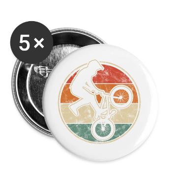 BMX Biker Trick Graphic in Vintage Style - Buttons large 2.2''/56 mm (5-pack) - white - Front