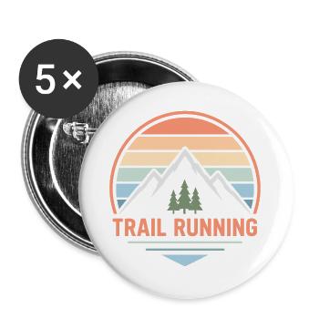 Trail Running Pastel Mountain Sunset - Lot de 5 grands badges (56 mm) - blanc - Devant