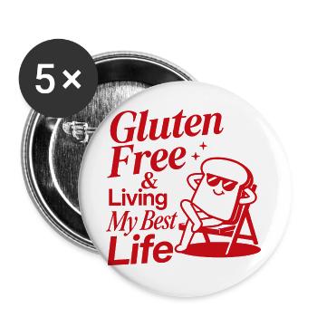 Gluten Free Living My Best Life - Buttons large 2.2''/56 mm (5-pack) - white - Front