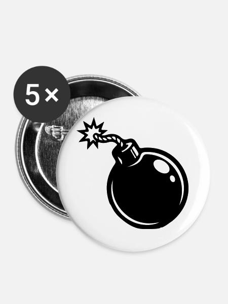 Bombe Symbol - Buttons groß 56 mm (5er Pack) - Weiß