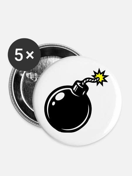 Bombe Comic - Buttons groß 56 mm (5er Pack) - Weiß