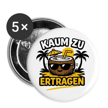 Kokosnuss Strandheld  - Buttons groß 56 mm (5er Pack) - Weiß - Vorne