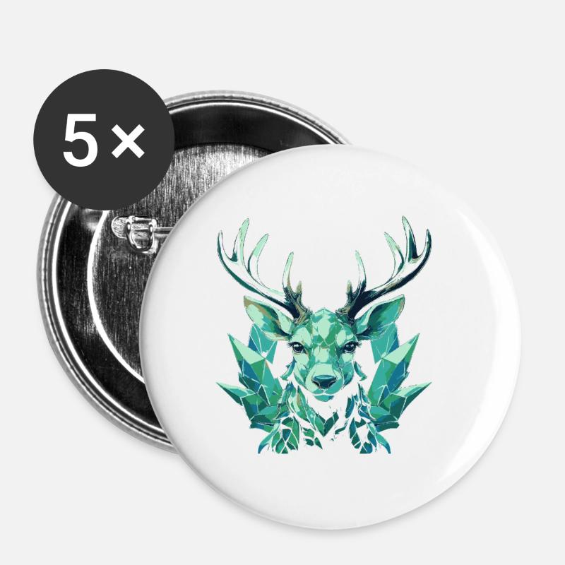 Geometric Crystal Deer - Buttons large 2.2''/56 mm (5-pack) - white