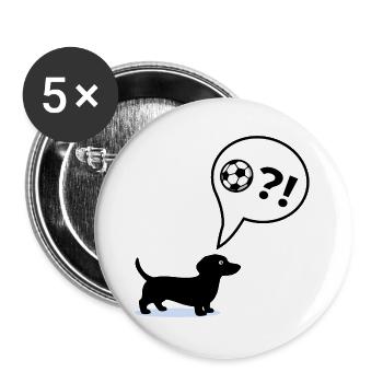Dackel Hunde Fußball - Buttons groß 56 mm (5er Pack) - Weiß - Vorne