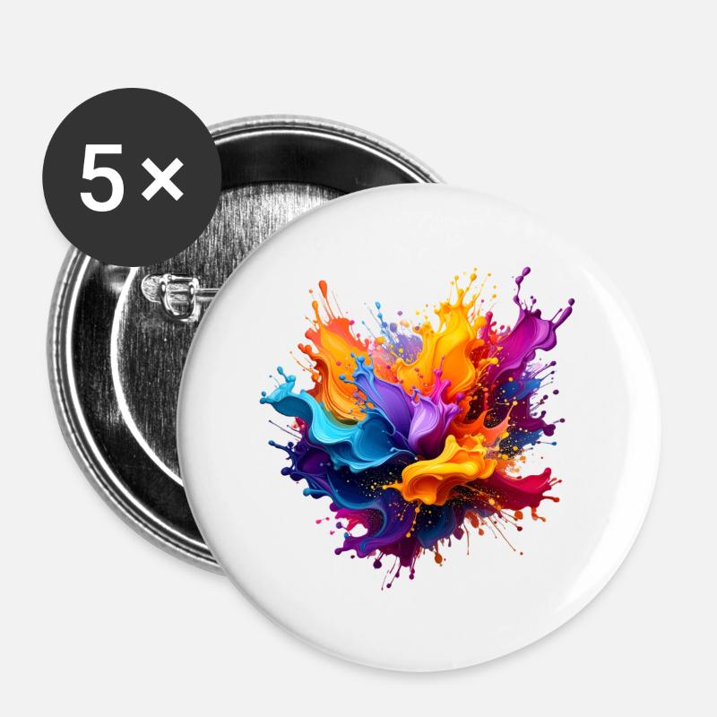 Paint Splash Explosion - Buttons large 2.2''/56 mm (5-pack) - white