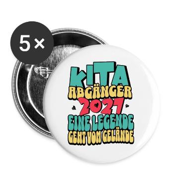 Kita Abgänger 2027 | Eine Legende geht vom Gelände - Buttons groß 56 mm (5er Pack) - Weiß - Vorne