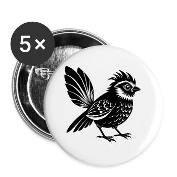 Fantail-Vogel - Buttons groß 56 mm (5er Pack) - Weiß - Vorne