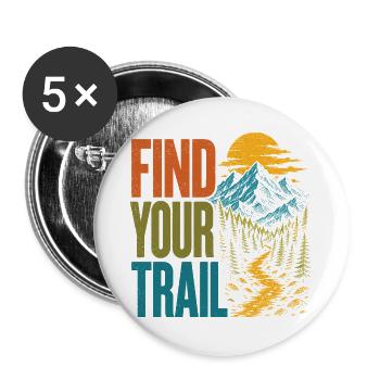 Mountains - Find Your Trail - Buttons large 2.2''/56 mm (5-pack) - white - Front