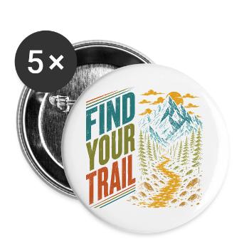 Mountains - Find Your Trail - Buttons large 2.2''/56 mm (5-pack) - white - Front