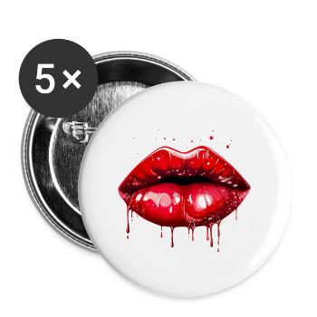 Lipps, Design #3 - Buttons groß 56 mm (5er Pack) - Weiß - Vorne