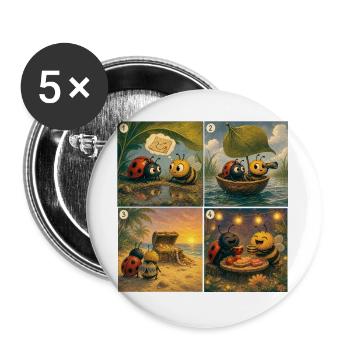 Ladybug and Bee: The Treasure Hunt - Buttons large 2.2''/56 mm (5-pack) - white - Front