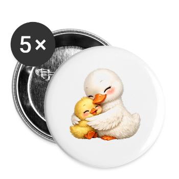 Mom duck cuddles with her baby - Buttons large 2.2''/56 mm (5-pack) - white - Front