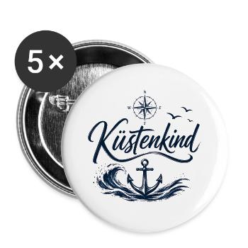 Enfant côtier | Accessoires et T-shirts Maritimes - Lot de 5 grands badges (56 mm) - blanc - Devant