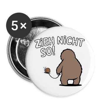 Zieh nicht so! Lustiges Faultier mit Schnecke - Buttons groß 56 mm (5er Pack) - Weiß - Vorne