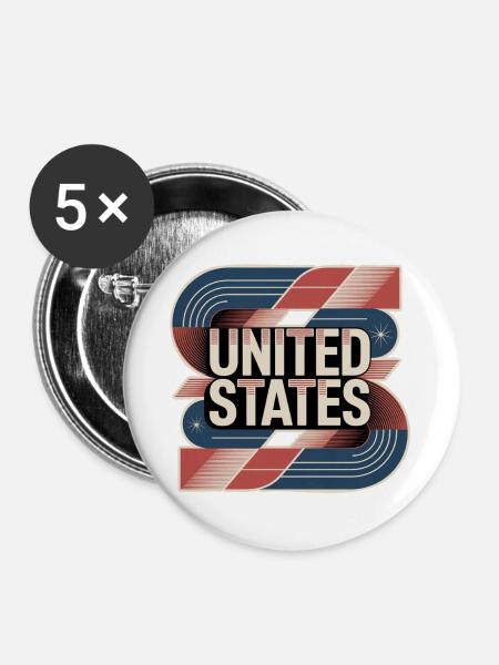 United States  - Buttons groß 56 mm (5er Pack) - Weiß