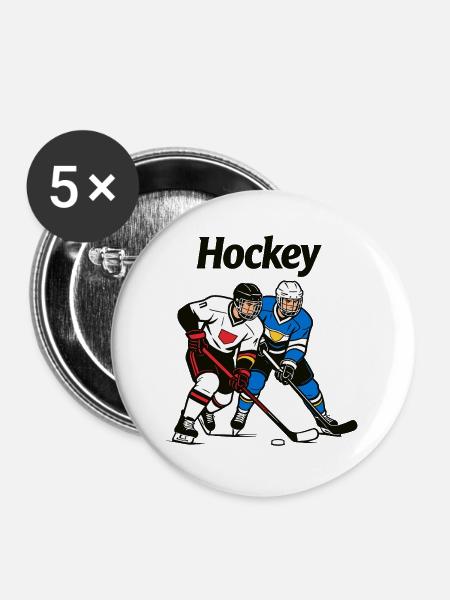 Eishockey - Buttons groß 56 mm (5er Pack) - Weiß