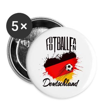 Fussball Fan Deutschland - Buttons groß 56 mm (5er Pack) - Weiß - Vorne