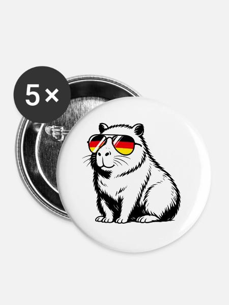 Capybara Deutschland Fan - Buttons groß 56 mm (5er Pack) - Weiß