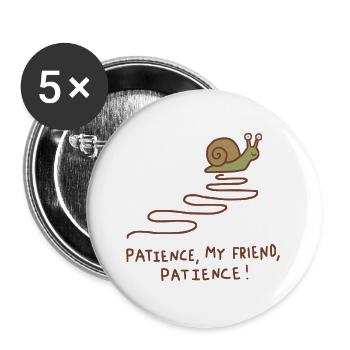 Escargot de la Patience - Lot de 5 grands badges (56 mm) - blanc - Devant