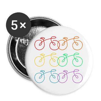 Linienzeichnung Fahrräder Rad - Buttons groß 56 mm (5er Pack) - Weiß - Vorne