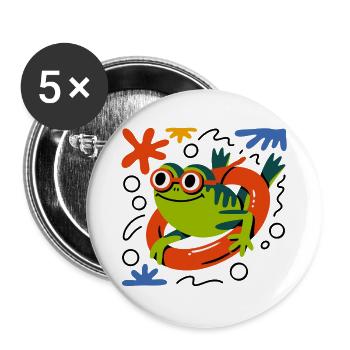 Summer Frog Fun - Buttons large 2.2''/56 mm (5-pack) - white - Front