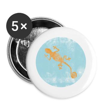 Orange Gecko on Blue Circle - Buttons large 2.2''/56 mm (5-pack) - white - Front
