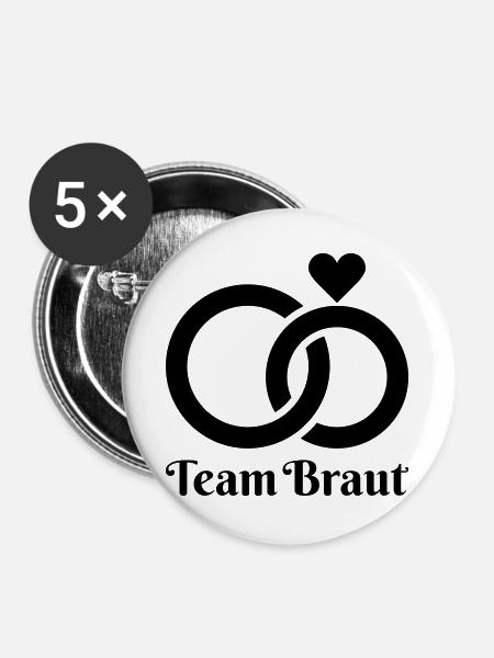 Hochzeit, Verlobung, Hochzeitsfeier - Buttons groß 56 mm (5er Pack) - Weiß