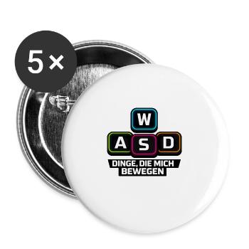 W A S D Dinge die mich bewegen PC Gamer - Buttons groß 56 mm (5er Pack) - Weiß - Vorne