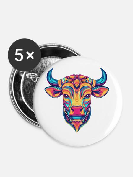 Bulle Bunt - Buttons groß 56 mm (5er Pack) - Weiß