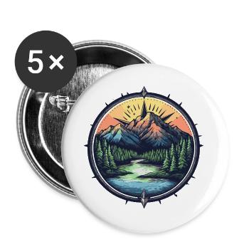 Mountains Compass - Buttons large 2.2''/56 mm (5-pack) - white - Front