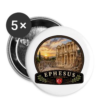 Ephesus Türkei Urlaub Ruinen Europa Asien - Buttons groß 56 mm (5er Pack) - Weiß - Vorne