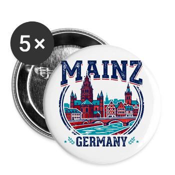 Mainz Germany Cathedral Rhine River Emblem - Buttons groß 56 mm (5er Pack) - Weiß - Vorne