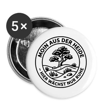 Moin aus der Heide  - Buttons groß 56 mm (5er Pack) - Weiß - Vorne