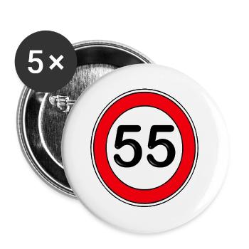 55.Jahre , Geburtstag , Retro Schild - Buttons groß 56 mm (5er Pack) - Weiß - Vorne