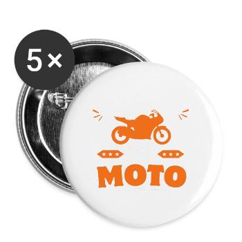 je peux pas j'ai moto - Lot de 5 grands badges (56 mm) - blanc - Devant