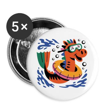 Funny seahorse - Buttons large 2.2''/56 mm (5-pack) - white - Front